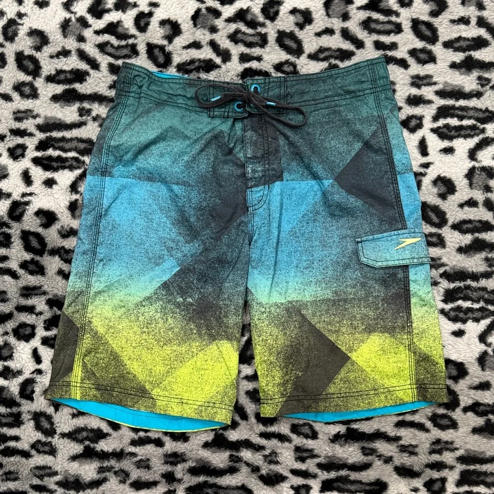 Speedo Blue and Green Swim Trunks